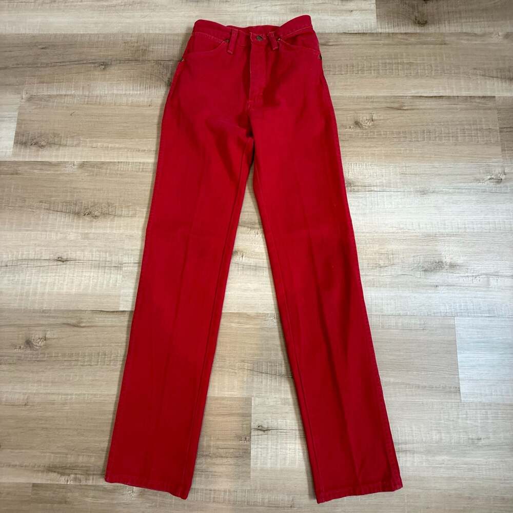 VTG 90s Wrangler Red Cowboy Cut Jeans High Waisted Straight Leg 3x36 Long